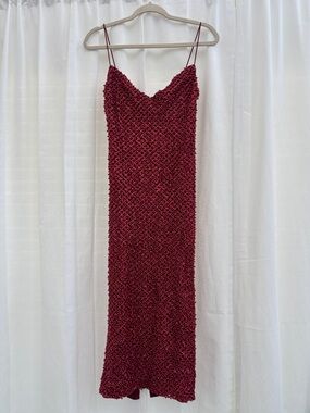 Oh Polly Burgundy Beaded Maxi Slip Dress